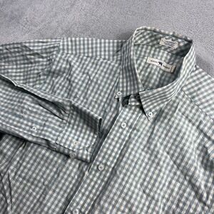 Onward Reserve Mens Tailored Fit Gingham Button Down Shirt Blue White Large L